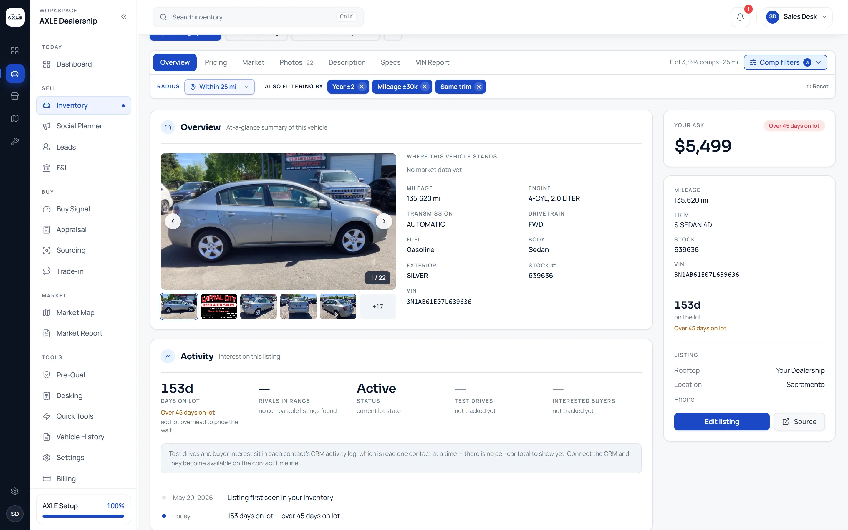 AXLE vehicle page with photos, specification and market position